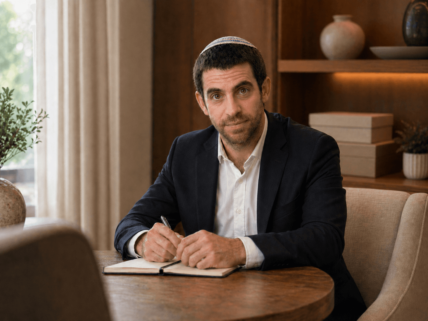 שלמה טמיר בפגישת ייעוץ במשרד